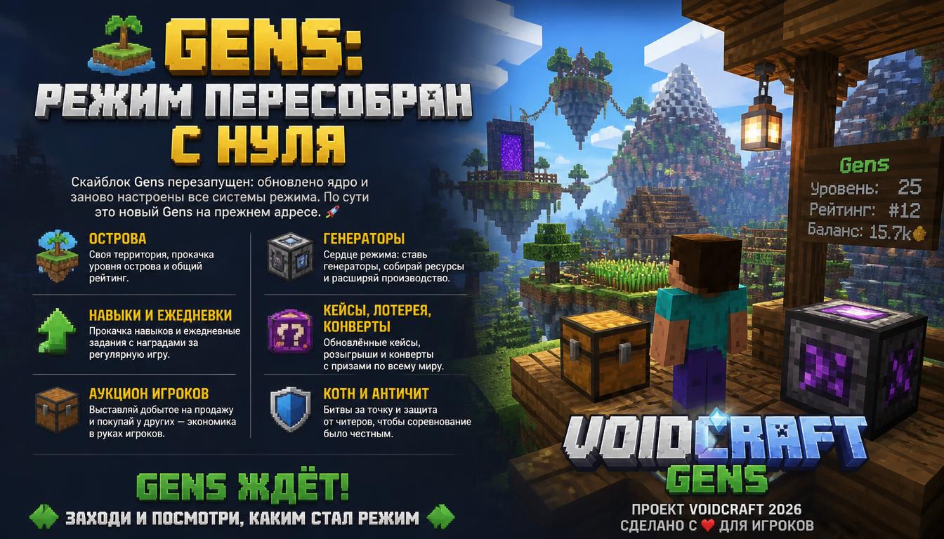 🏝 Gens: режим пересобран с нуля